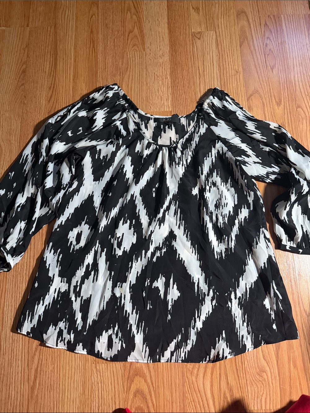 BCBG Black & White Patterned Blouse